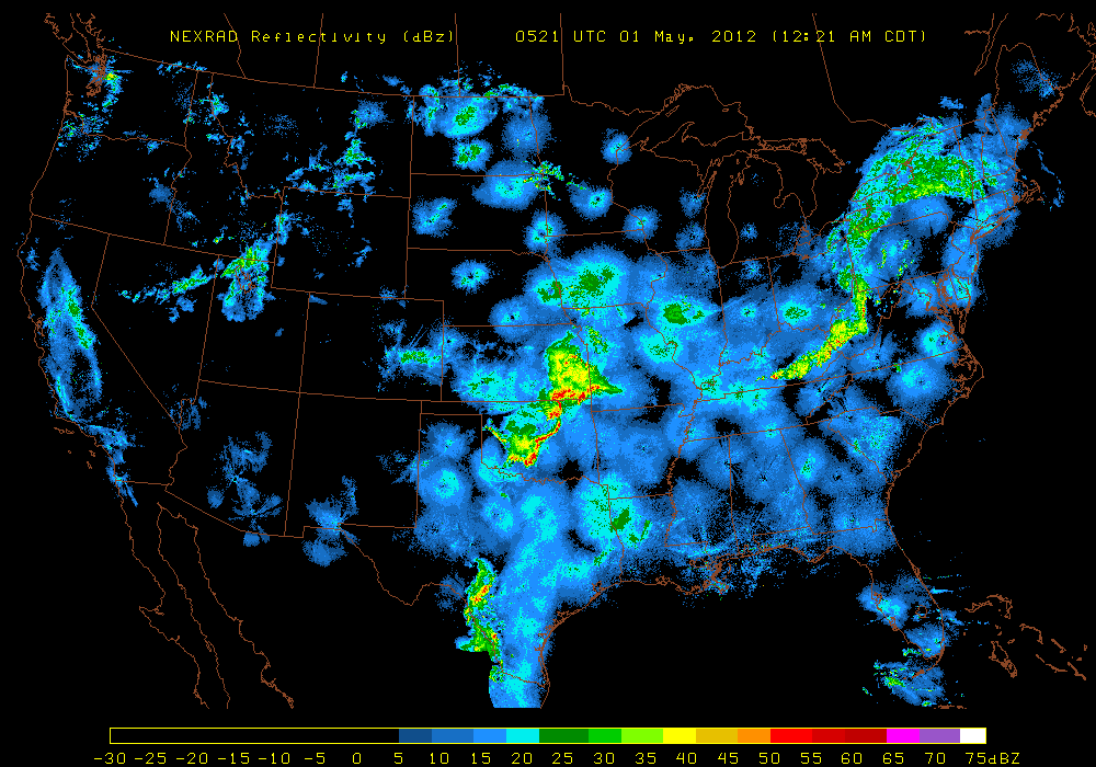 National Composite NEXRAD from around midnight on 5/01/12