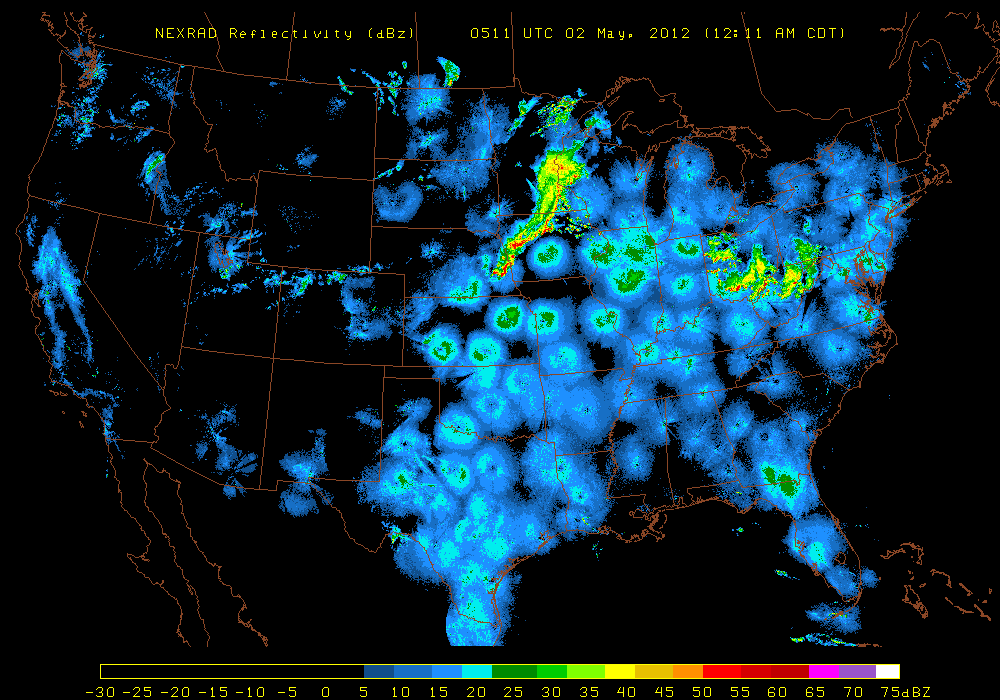 National Composite NEXRAD from around midnight on 5/02/12