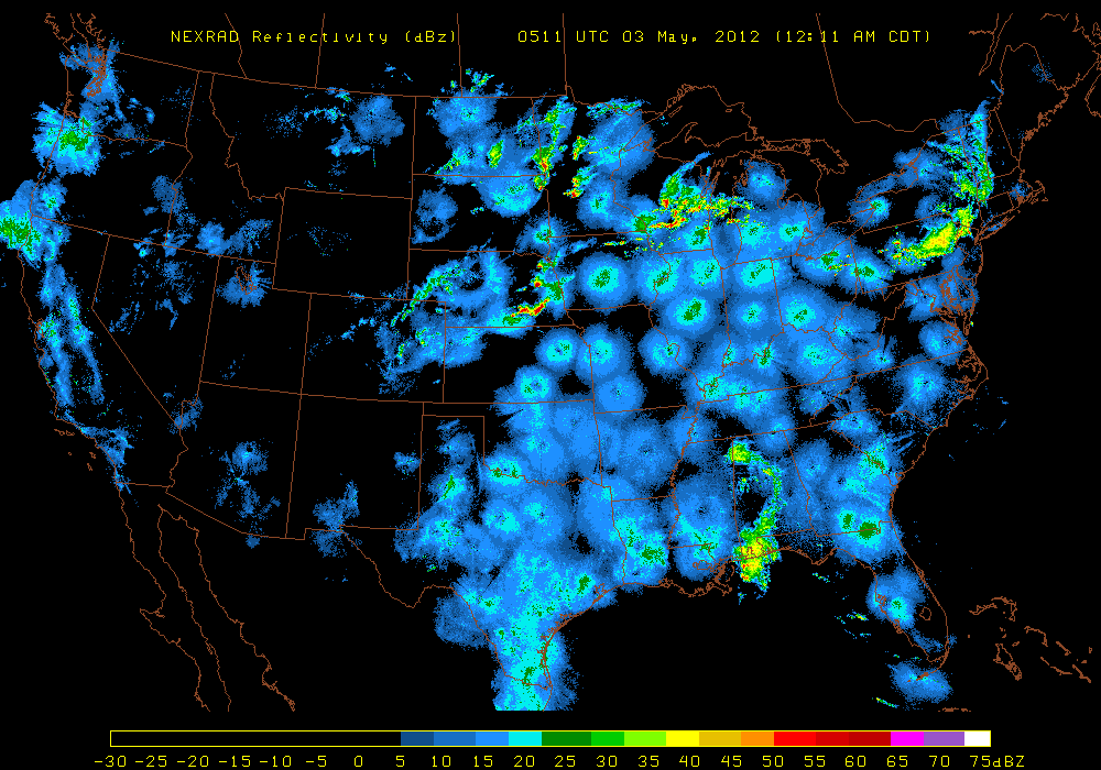 National Composite NEXRAD from around midnight on 5/03/12