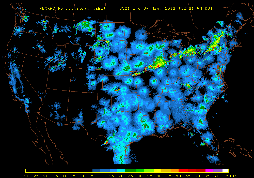 National Composite NEXRAD from around midnight on 5/04/12