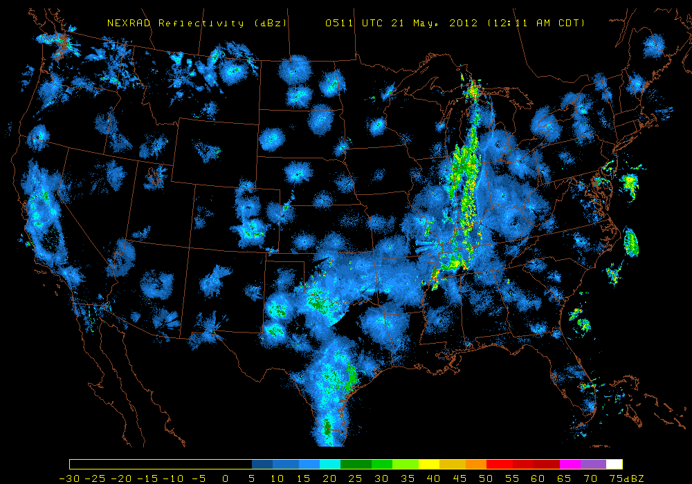 National Composite NEXRAD National Composite NEXRAD from around midnight on 5/21/12